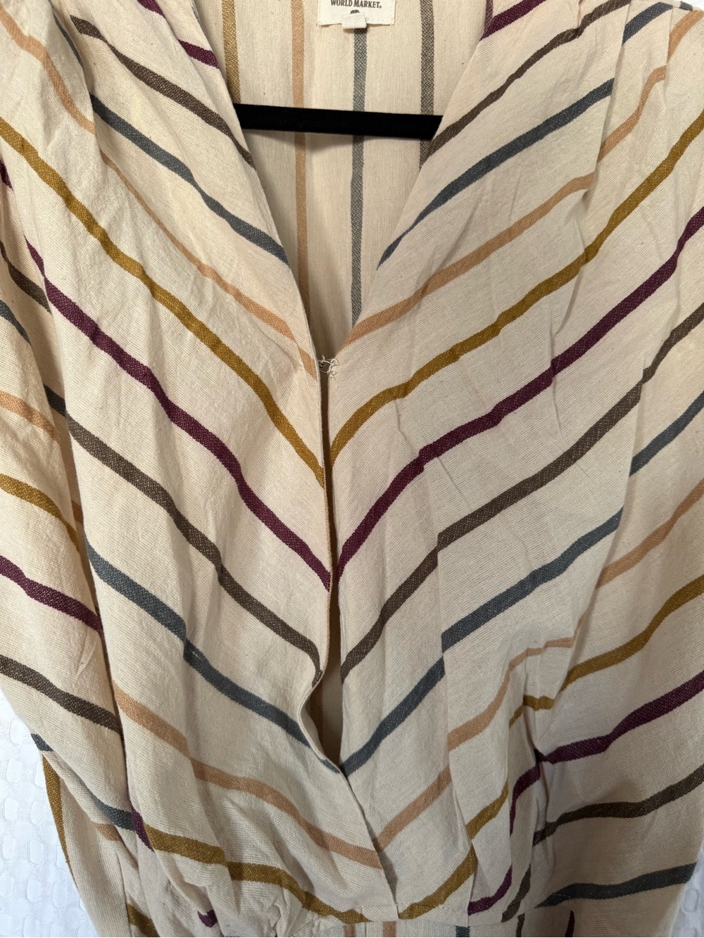 World Market Striped Romper Boho Neutral Tie Waist Wide Leg S/M - Picture 4 of 7